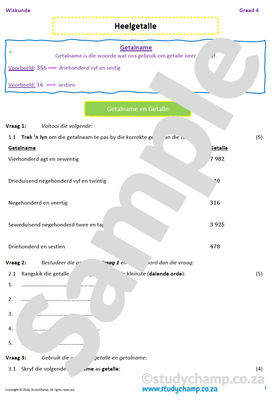 Graad 4 Wiskunde: Heelgetalle