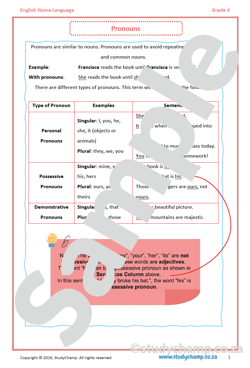 Grade 4 English: Pronouns