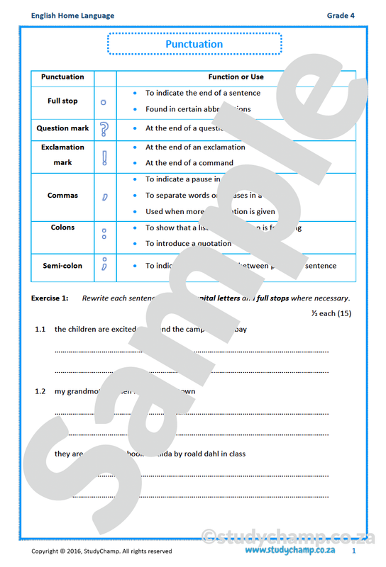 Grade 4 English: Punctuation