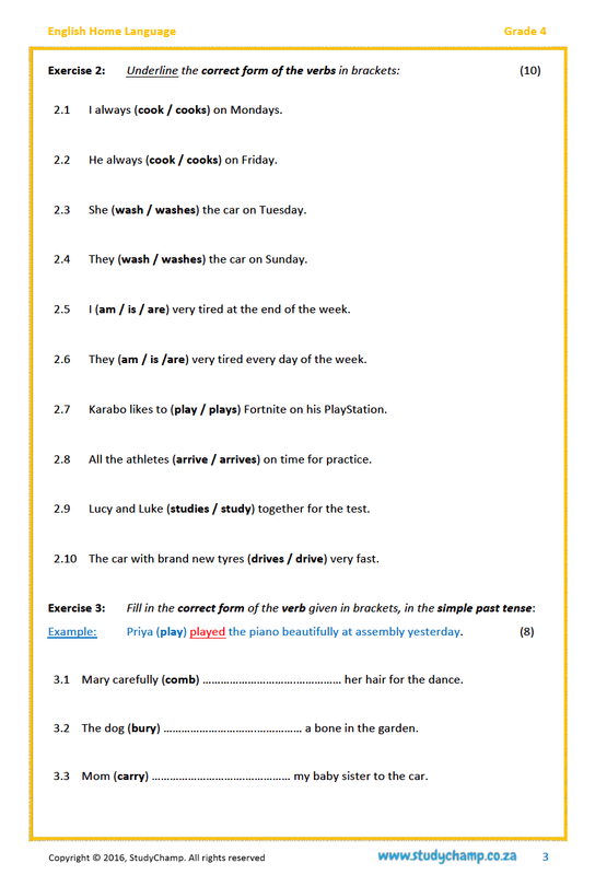 Grade 4 English: Verbs and Tenses