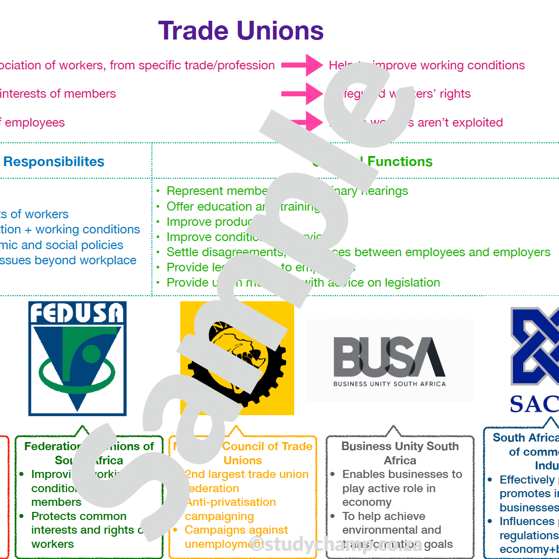 Grade 9 EMS Summary: Trade Unions