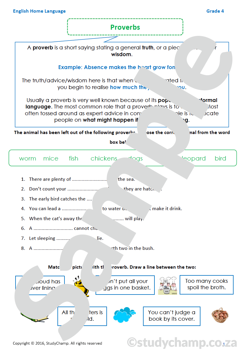 Grade 4 English: Proverbs