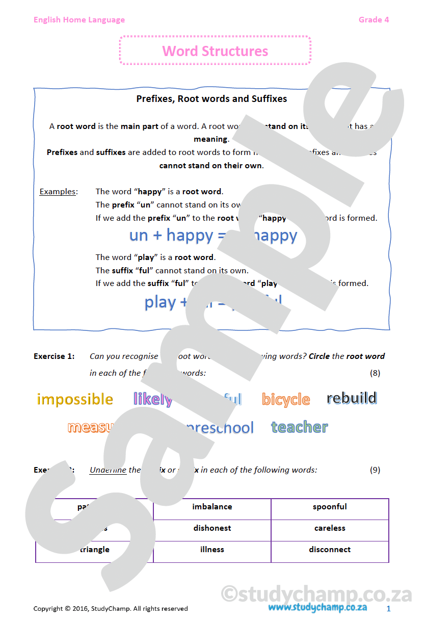 Grade 4 English: Word Structure
