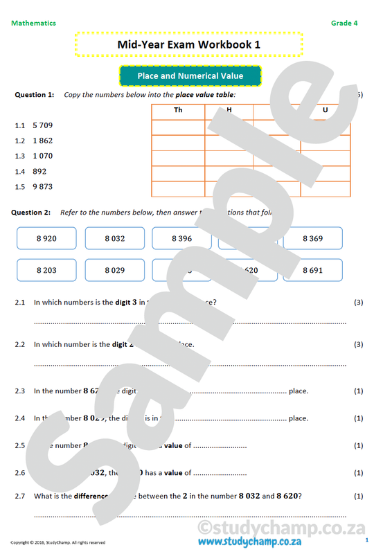 Grade 4 Maths Mid-Year Exam workbook 1: Numbers and Operations
