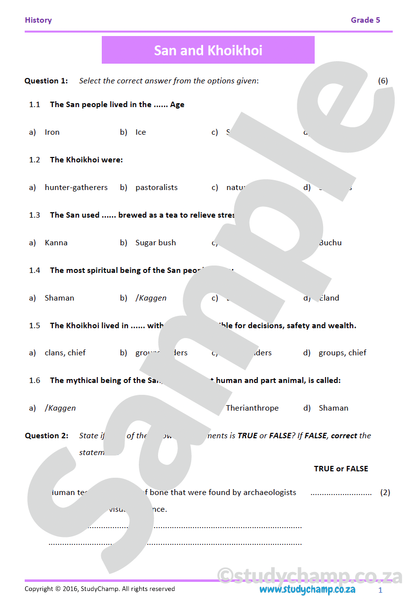 Grade 5 History: Year-end Exam Workbook