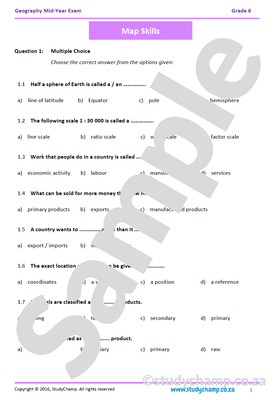 Grade 6 Geography Mid-Year Exam Revision workbook