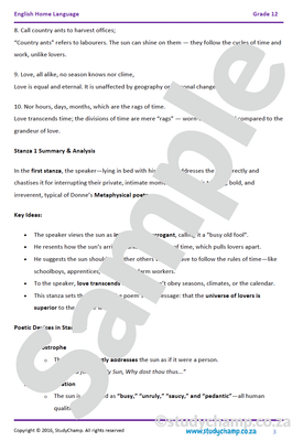 Grade 12 IEB English Home Language: Poetry - The Sun Rising