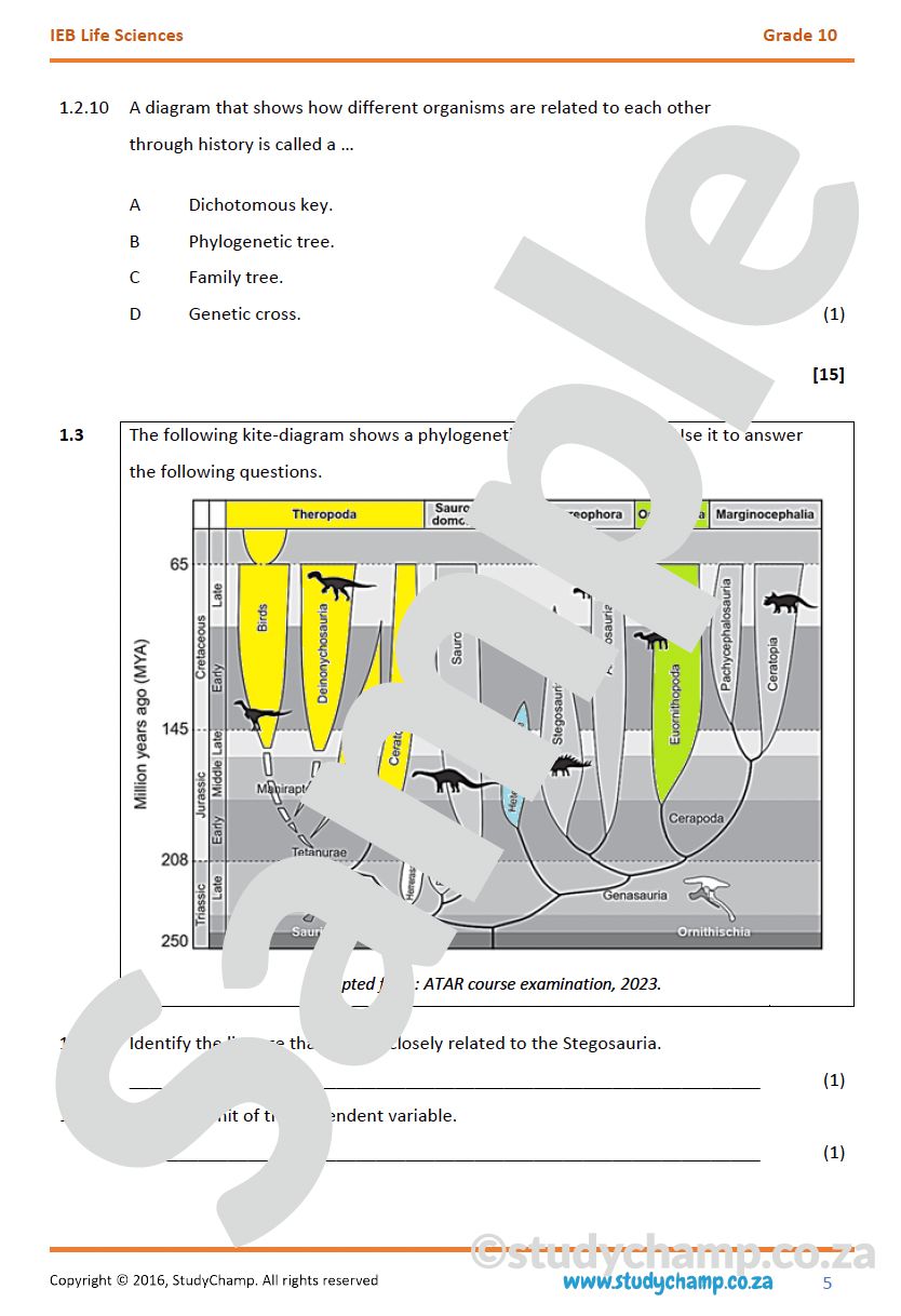 Grade 10 IEB Life Sciences Test: Diversity, Change and Continuity