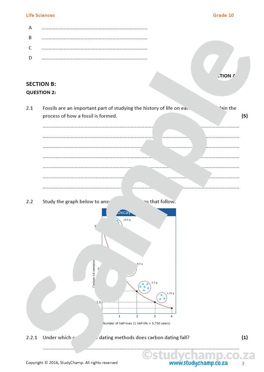 Grade 10 DOE Life Sciences Test: History of Life