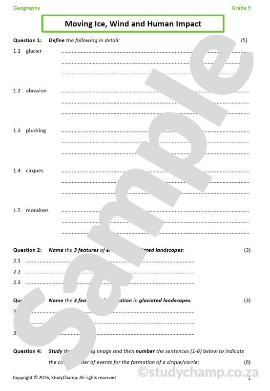 Grade 9 Geography Test: Surface Forces - Wind, Ice and Human Impact