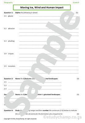Grade 9 Geography Test: Surface Forces - Wind, Ice and Human Impact