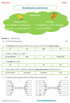 Grade 5 Mathematics Workbook: Multiplication and Division