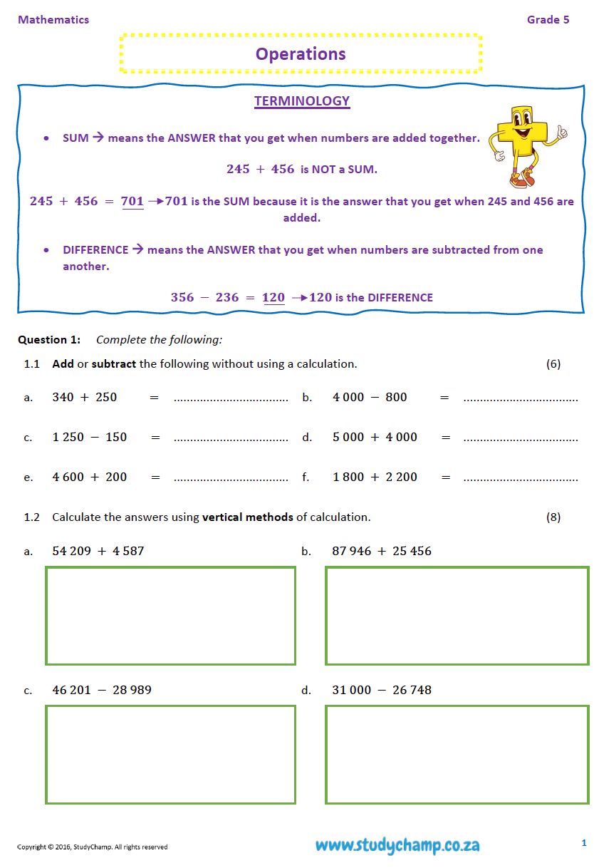 Grade 5 Mathematics Workbook: Operations - Advanced