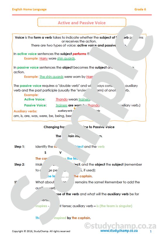 Grade 6 English Worksheet: Active and Passive Voice