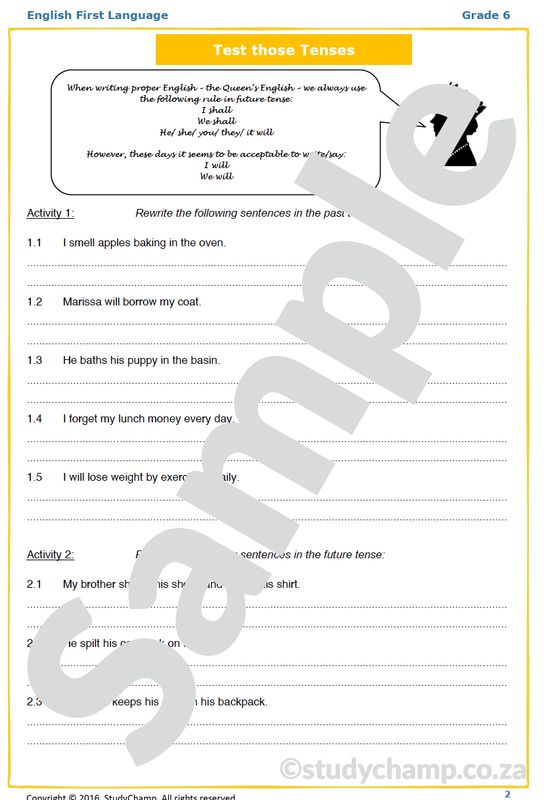 Grade 6 English Worksheet: Tenses of the Verb