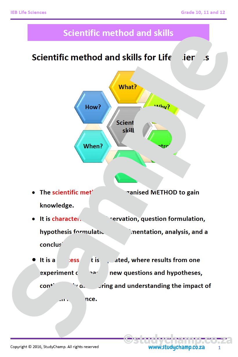 Grade 10 IEB Life Sciences Summary: Scientific Method and Skills
