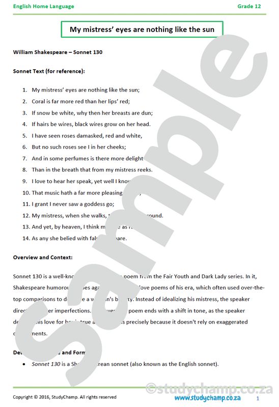 Grade 12 DOE English Home Language: Poetry - Prayer to Masks and Solitude