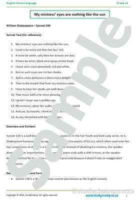 Grade 12 DOE English Home Language: Poetry - Prayer to Masks and Solitude