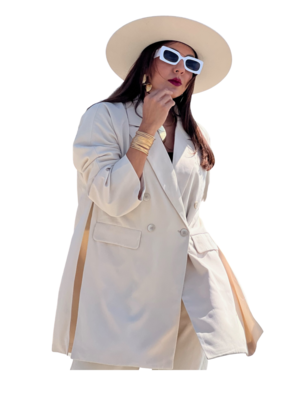 Blazer Cream Latte With Side-Slit