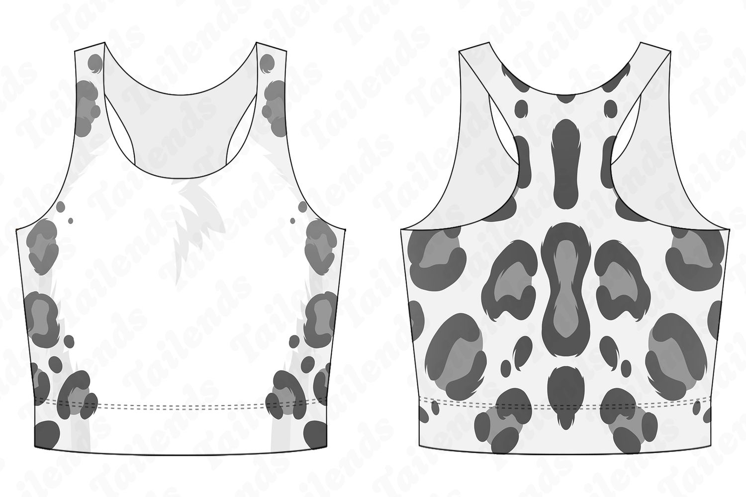 Snow Leopard WHITE - Racerback Crop