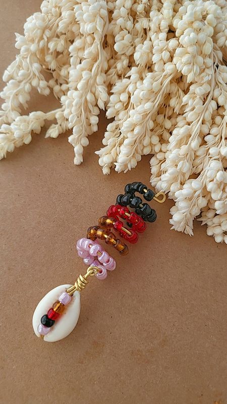 Beaded Hair Cuff ( brown, pink, black,red)