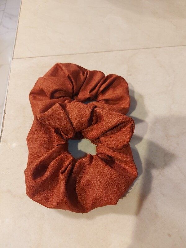 100% Organic Silk Scrunchie ( Colour Burnt Orange) 