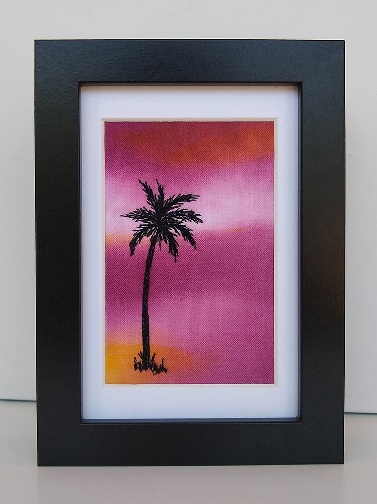 Quilted Palm tree Framed Art Quilt