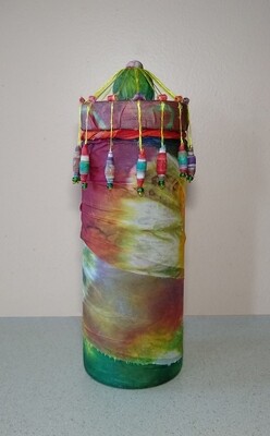 Carousel Silk Wrapped Altered Jar Home Décor