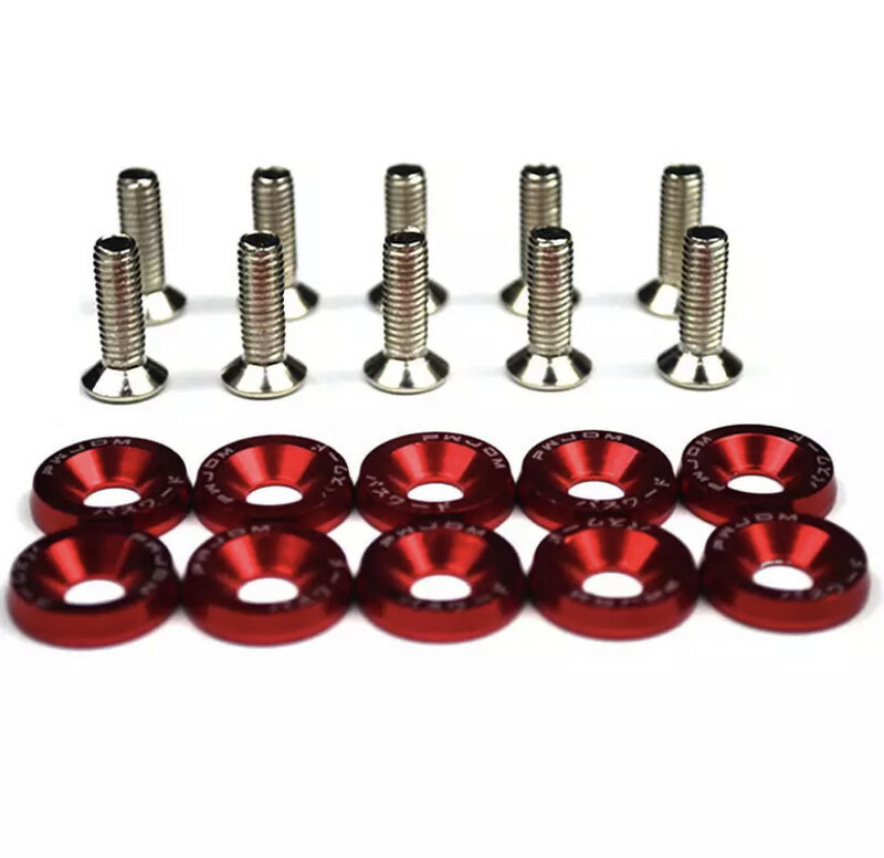 10x ELOX Scheiben mit 10x Stahl schrauben (ROT)