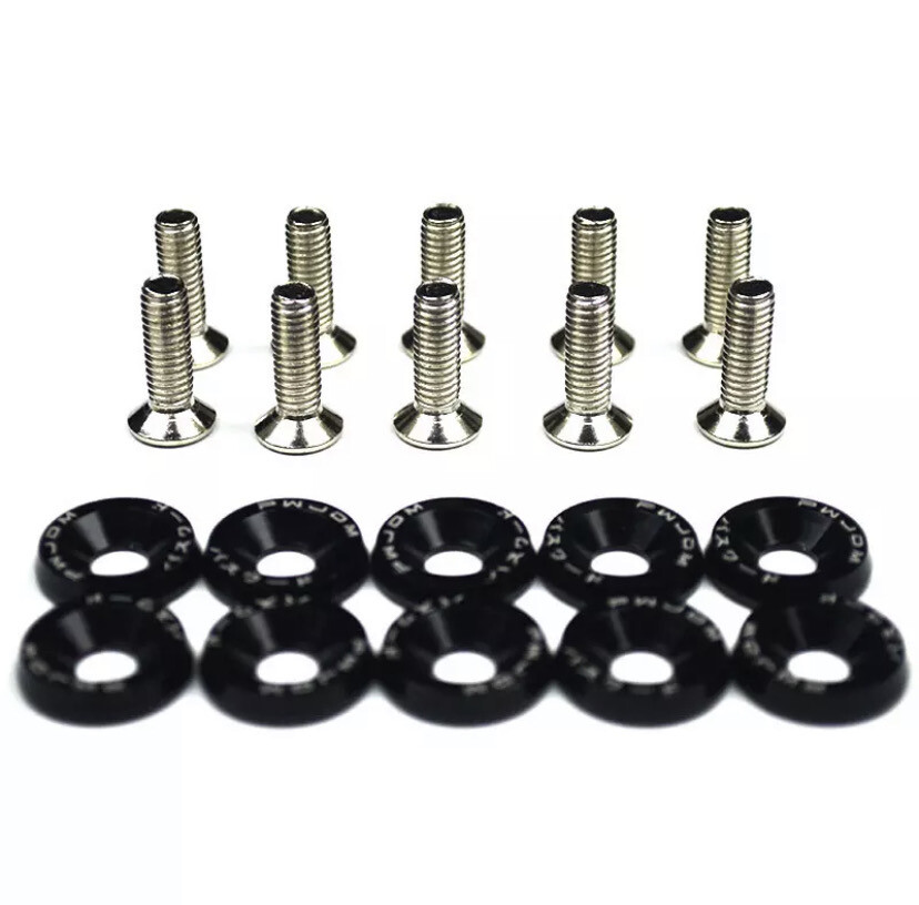 10x ELOX Scheiben mit 10x Stahl schrauben (SCHWARZ)