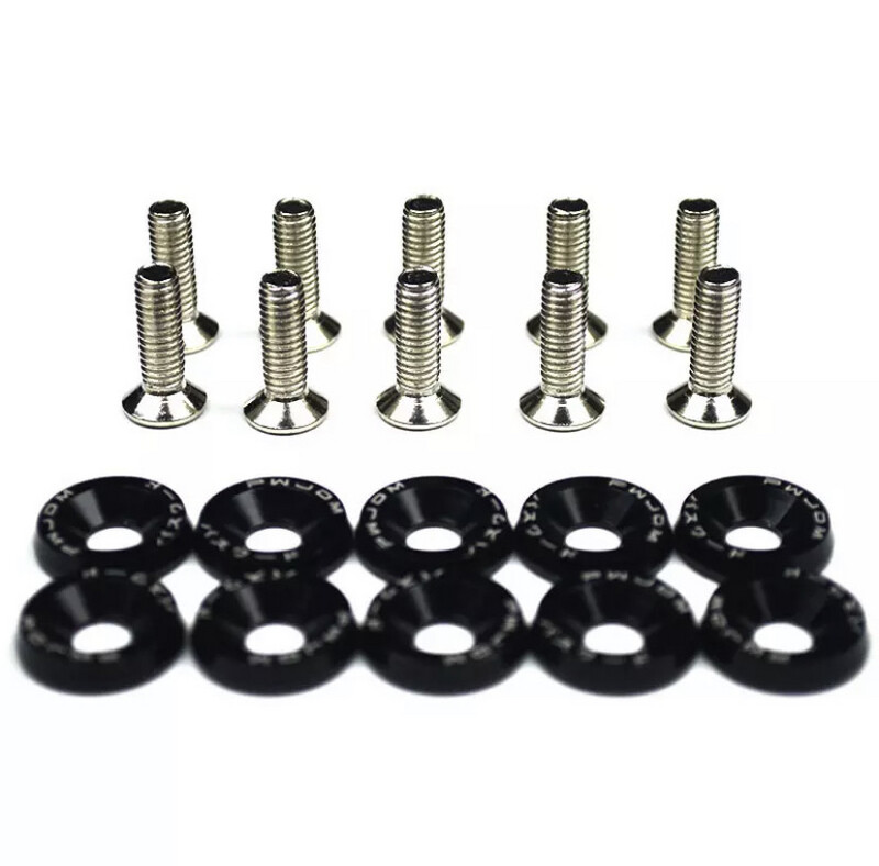 10x ELOX Scheiben mit 10x Stahl schrauben (SCHWARZ)
