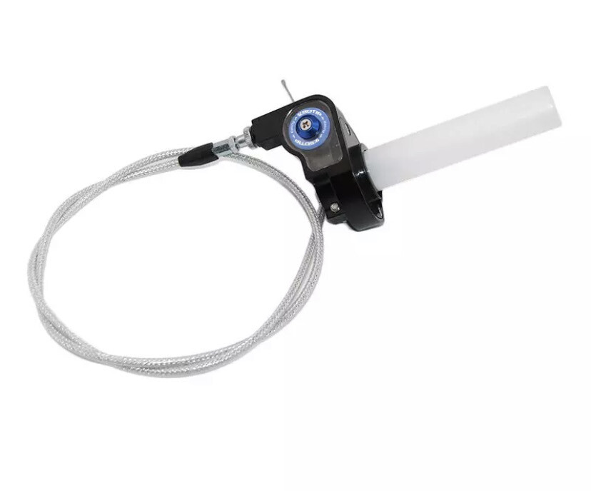 (BLAU) RACING Schnellgasgriff mit Sichtfenster und Bowdenzug für alle 22mm Lenker (z.b Pro Taper)