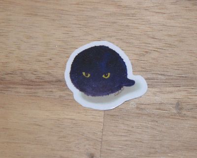 Black Catfluff Clear 1" Die Cut Sticker