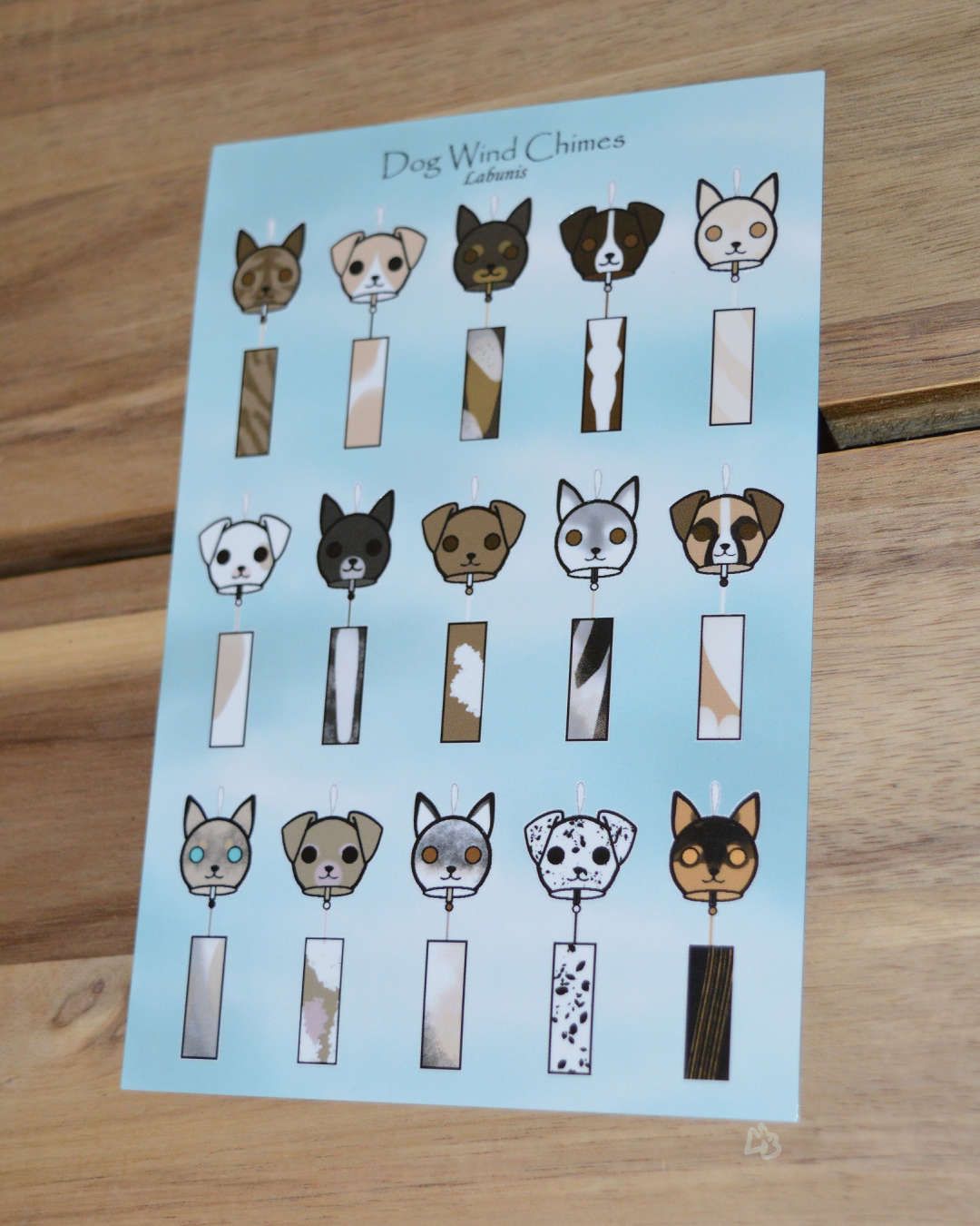 Dog Wind Chimes 6x4 Sticker Sheet