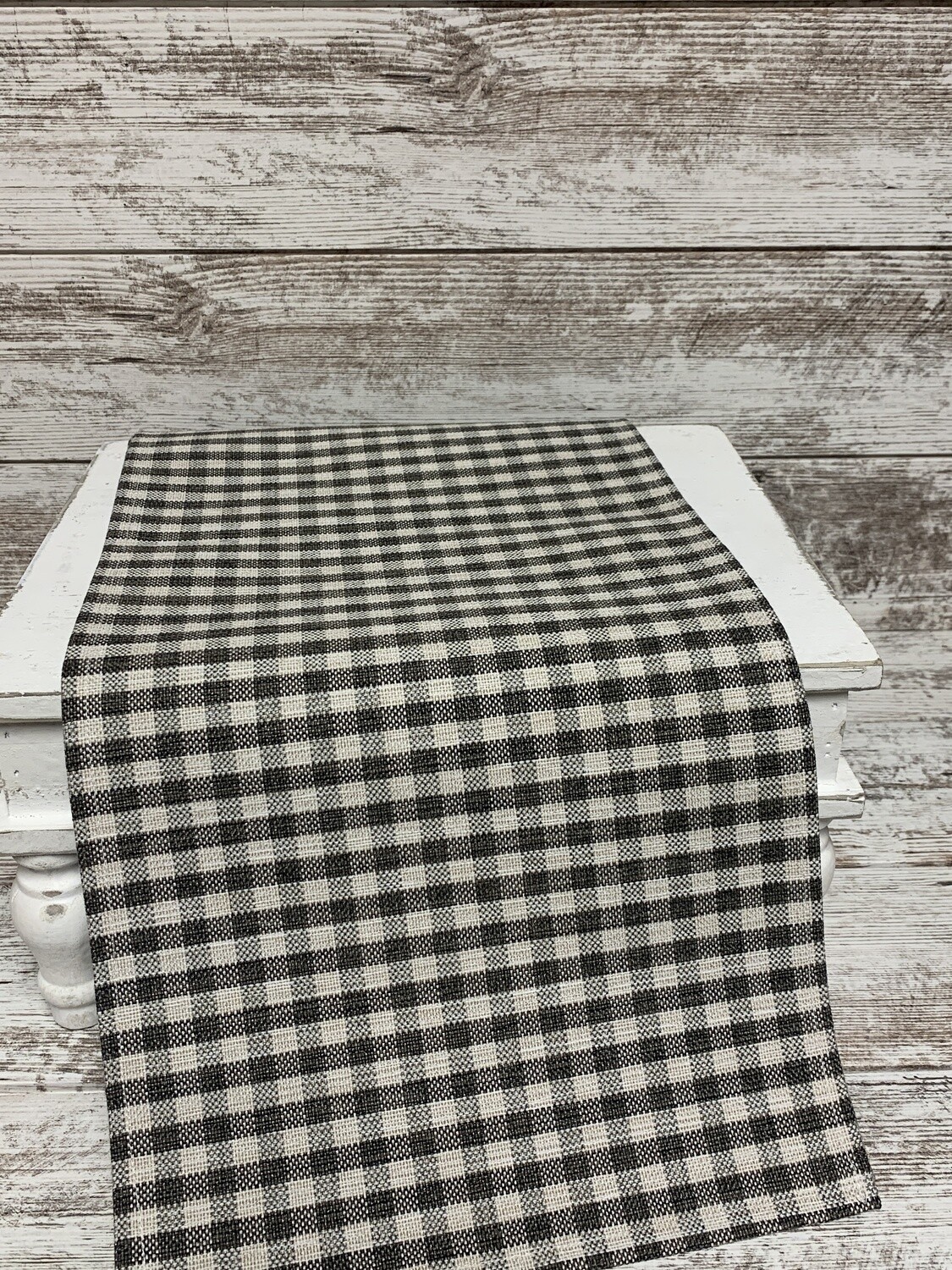 Gray and Cream Gingham Table Runner