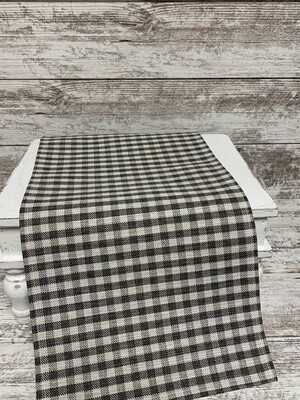 Gray and Cream Gingham Table Runner