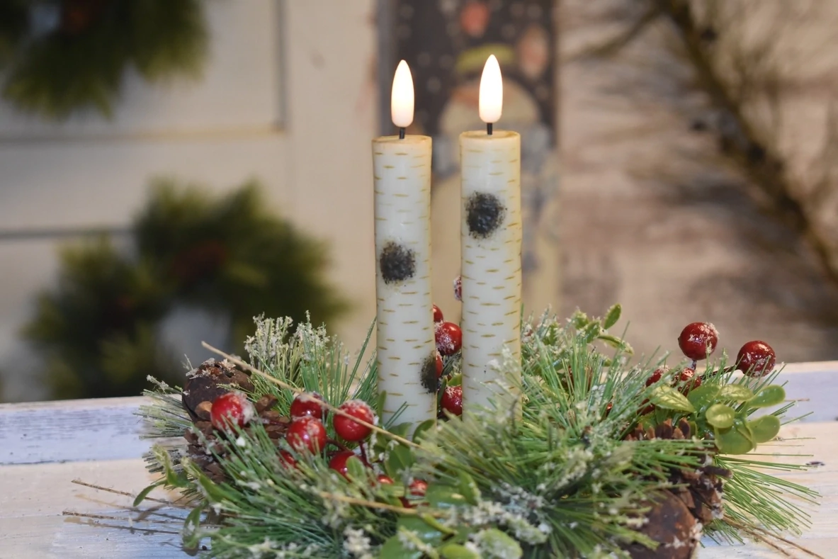 Birch Realistic Flame Taper Candle 2pk