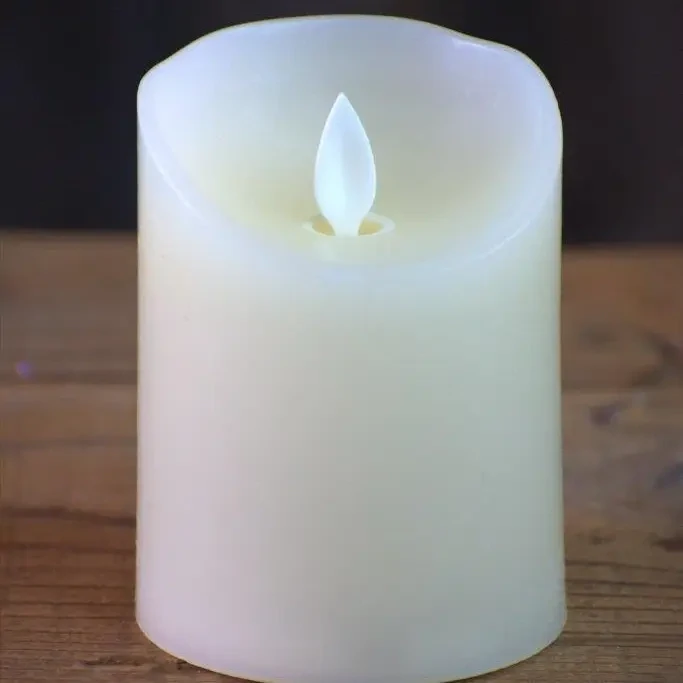 4&quot; Cream Moving Flame Pillar