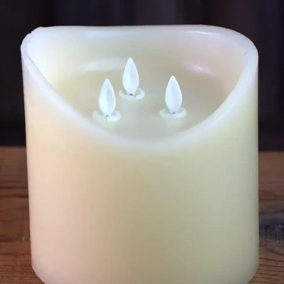 3 Wick 6&quot; Cream Moving Flame Candle
