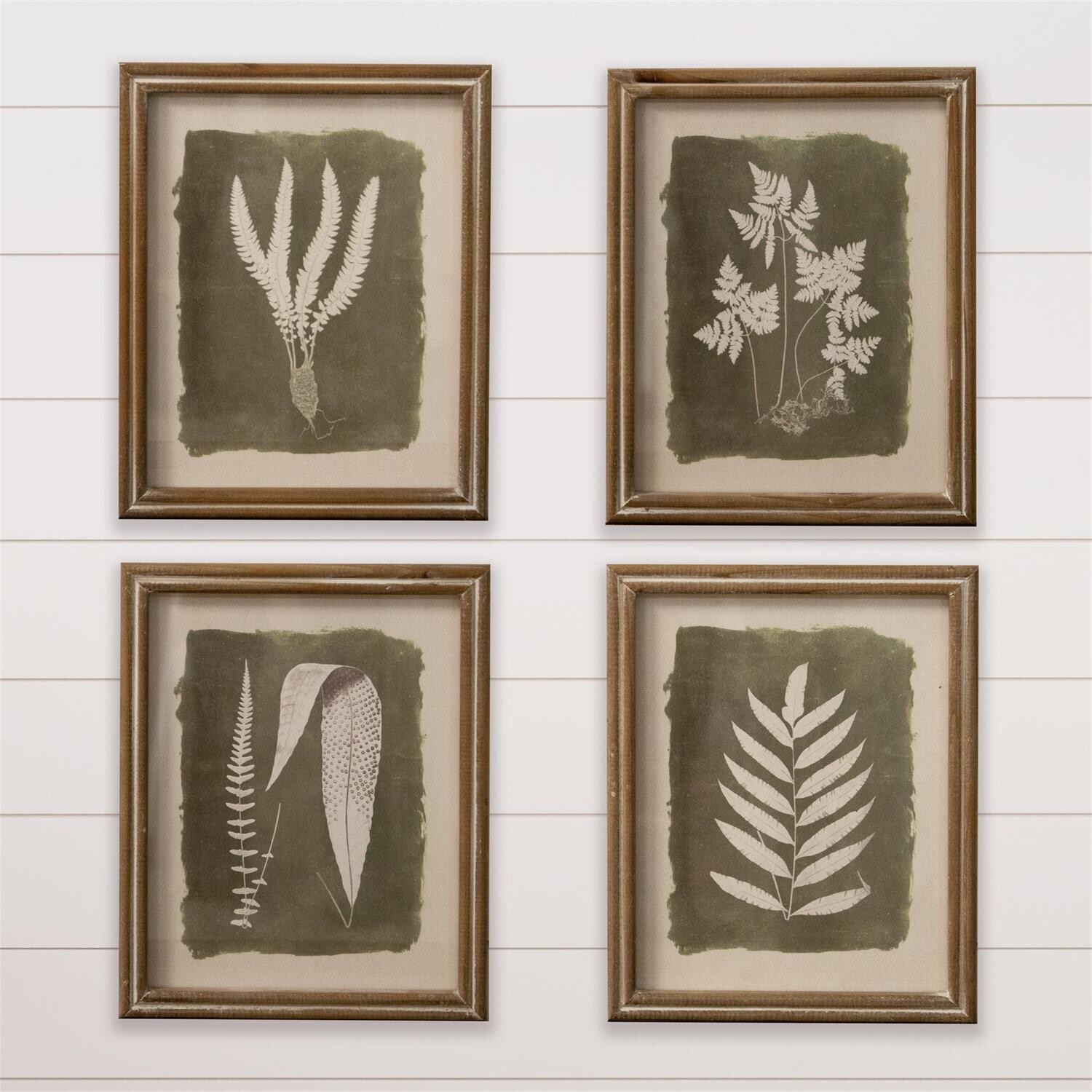 Framed Prints-Green Leaf Silhouettes