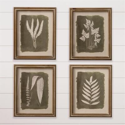 Framed Prints-Green Leaf Silhouettes