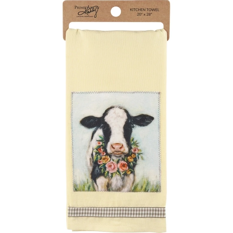 Floral Cow Tea Towel