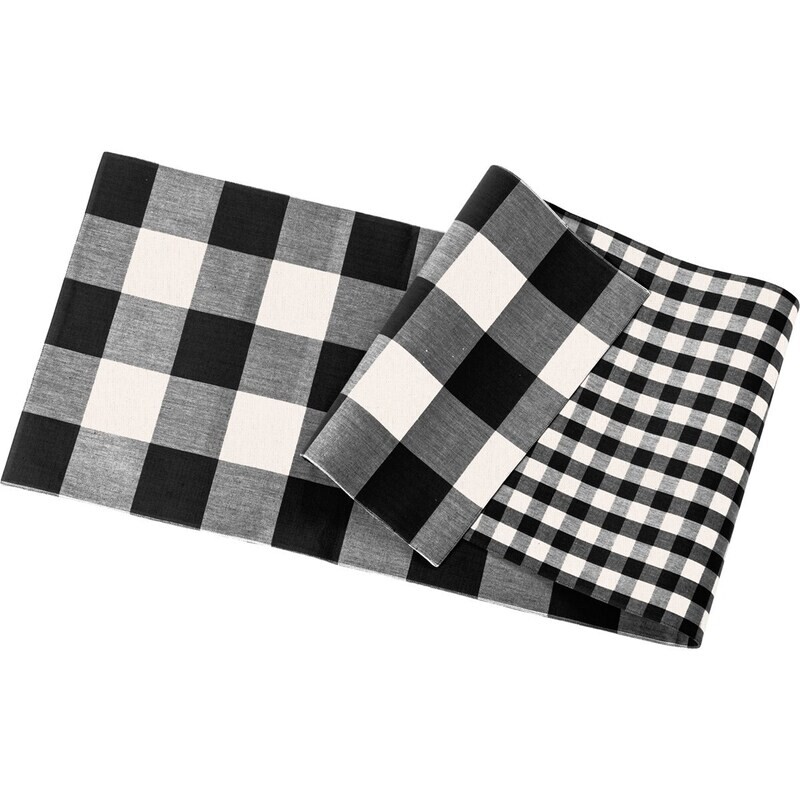 Reversible Black Buffalo Check Table Runner