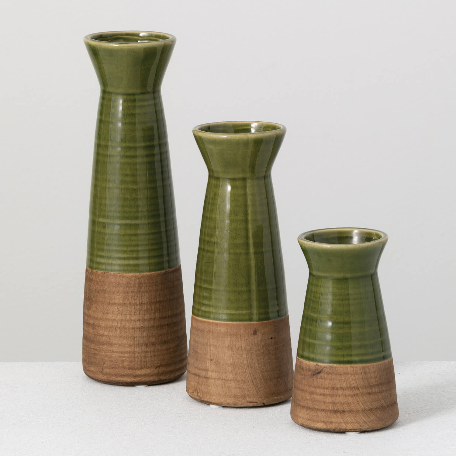 Green Glazed Bud Vases