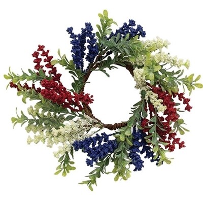 10&quot; Patriotic Heather and Boxwood Candle Ring