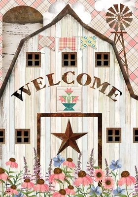Barn in Bloom Garden Flag
