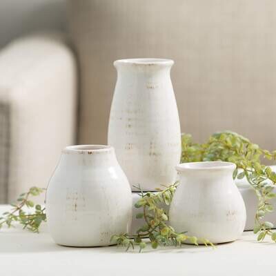 Set of 3 Antiqued Bud Vases