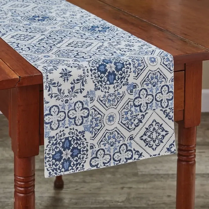 Blue Tile Table Runner