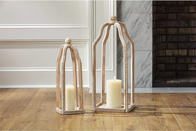 Tall Wood Beaded Lanterns