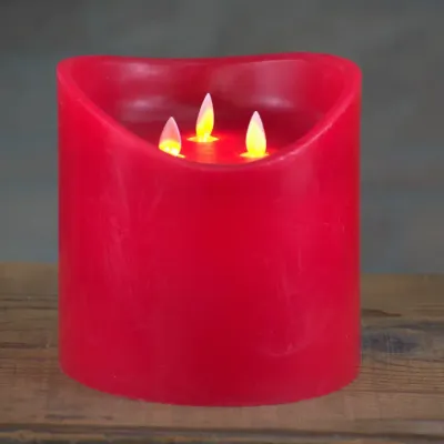 3 Wick 6&quot; Red Moving Flame Candle